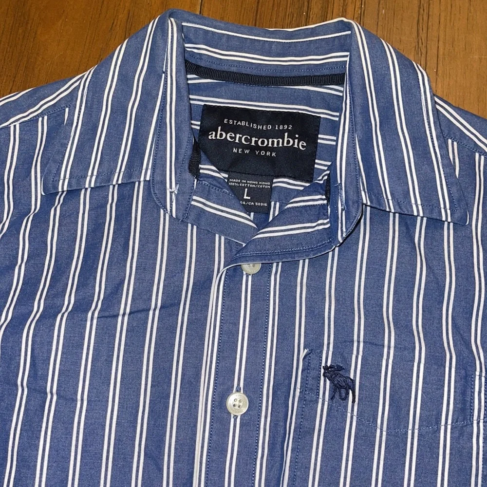 Vintage kids‎ Abercrombie blue white long sleeve Button Down Shirt size large